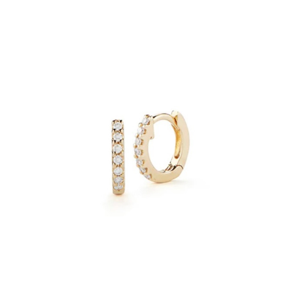14k Yellow Gold & White Diamonds Mini Huggies